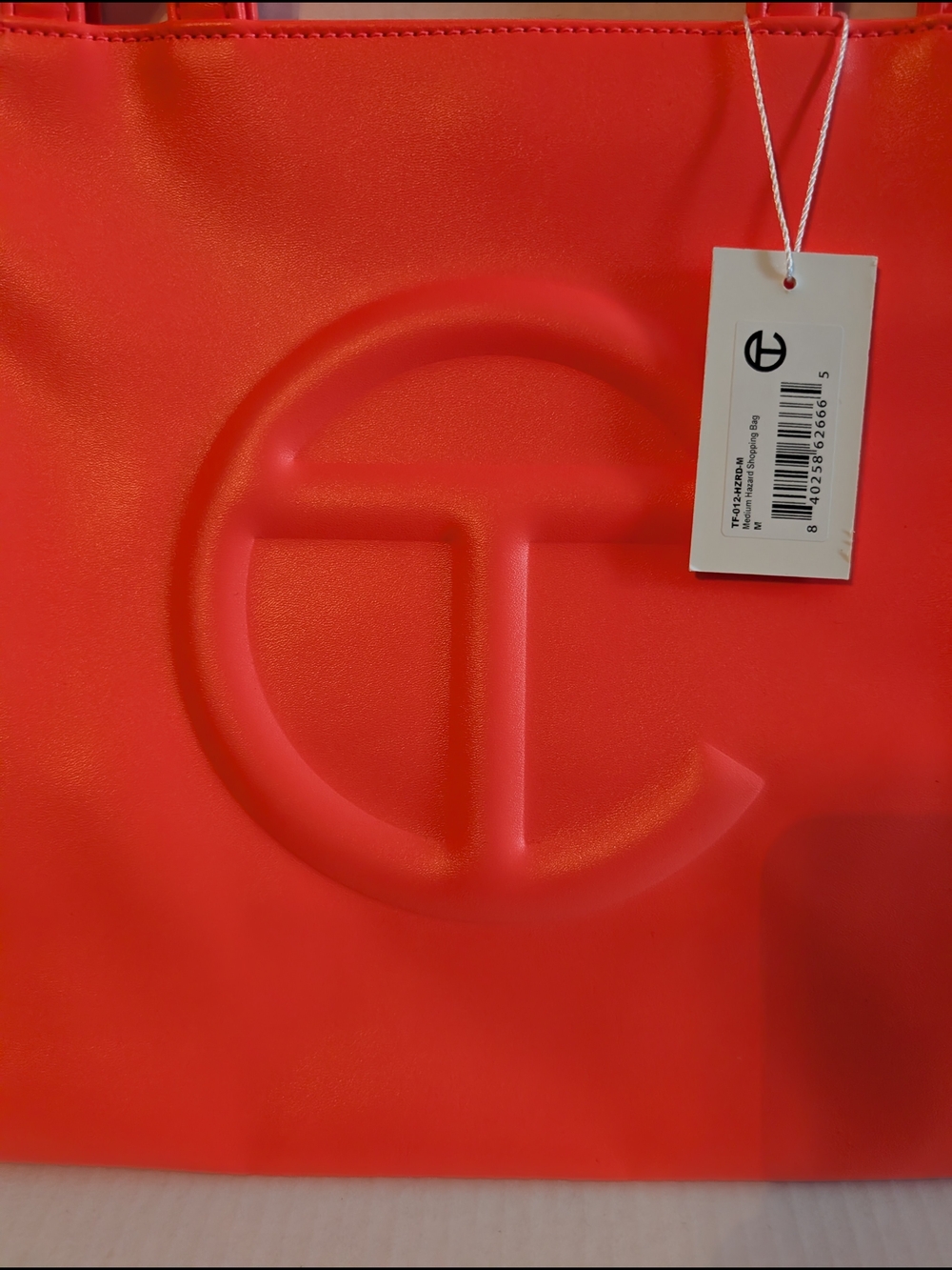 Telfar Large Logo Tote in Vibrant Coral-Orange